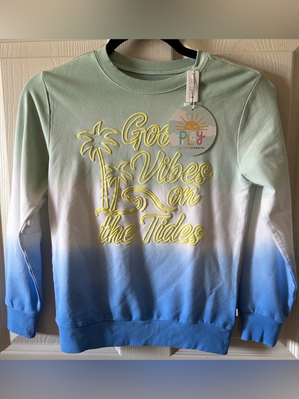 Play Little Sleepies Kids Good Vibes on the Tides Crewneck Ombré Sweatshirt Sz 8